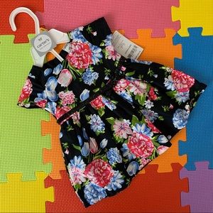 Carters baby girl floral satin dress NWT